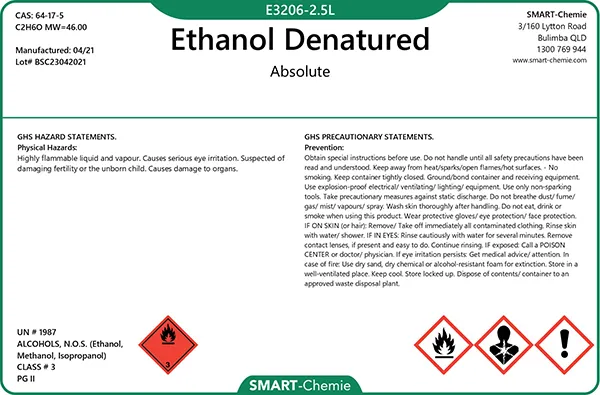 Absolute Ethanol Denatured – 5L