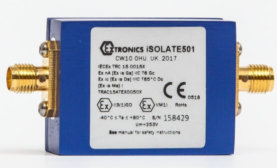 ISOLATE501 Intrinsically Safe Ultra-Wide Band RF Galvanic Isolator