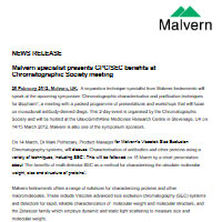 Malvern specialist presents GPC/SEC benefits at Chromatographic Society meeting
