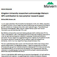 Kingston University researchers acknowledge Malvern GPC contribution to new polymer research paper