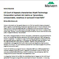US Court of Appeals characterizes Wyatt Technology Corporation Lanham Act claims as “groundless, unreasonable, vexatious or pursued in bad faith”
