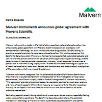 Malvern Instruments announces global agreement with Proveris Scientific