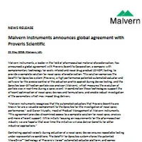 Malvern Instruments announces global agreement with Proveris Scientific