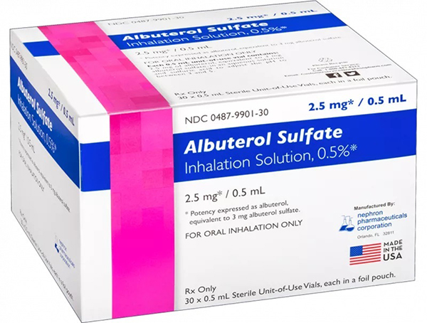 Albuterol Sulfate Inhalation Solution 0.5% 2.5 mg-0.5 mL