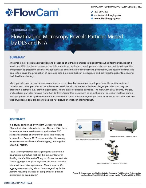 Flow Imaging Microscopy Reveals Particles Missed by DLS and NTA